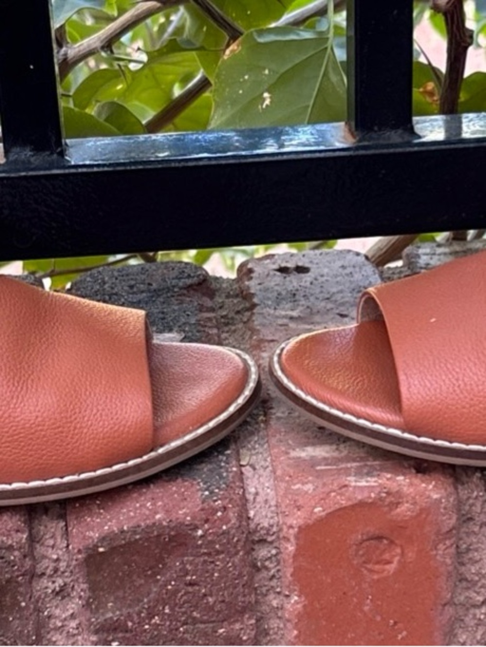 Anthropologie VALENCIA COGNAC Leather Peep-toe d-Orsay slip-on shoes 6 neutral - Picture 10 of 10